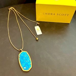 Kendra Scott Bronze With Veined Turquoise Pendant Necklace (Adjustable Length)